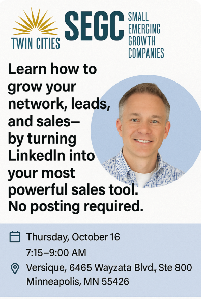 Learn how to grow your network, leads, and sales-by turning LinkedIn into your most powerful sales tool. No posting required.