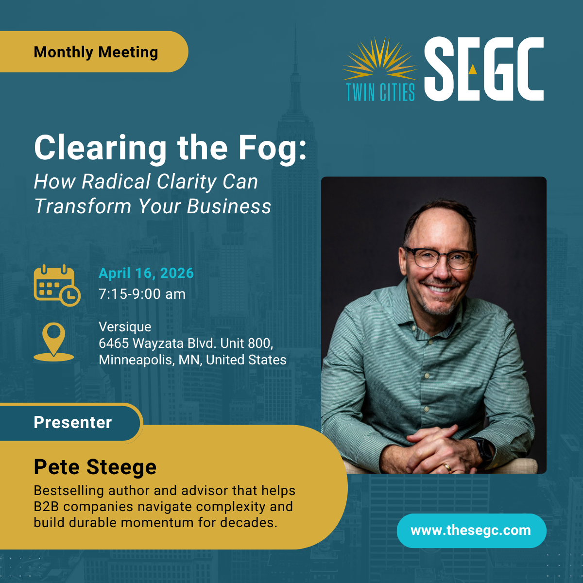 Pete Steege - April 16 - Radical Clarity